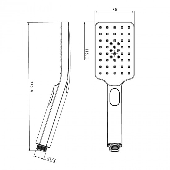 Square Chrome Sliding Shower Rail with Handheld Shower Wall Connector Set